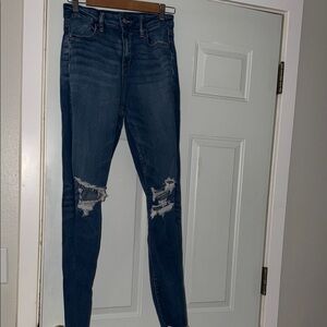 American Eagle Outfitters Ripped Blue Skinny Jeans